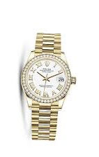 Rolex Datejust 31 Automatic White Dial Ladies 18kt Yellow Gold President Watch #278288WRP - Watches of America