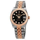 Rolex Datejust 31 Black Diamond Dial Ladies Steel and 18kt Everose Gold Jubilee Watch #178271BKDJ - Watches of America