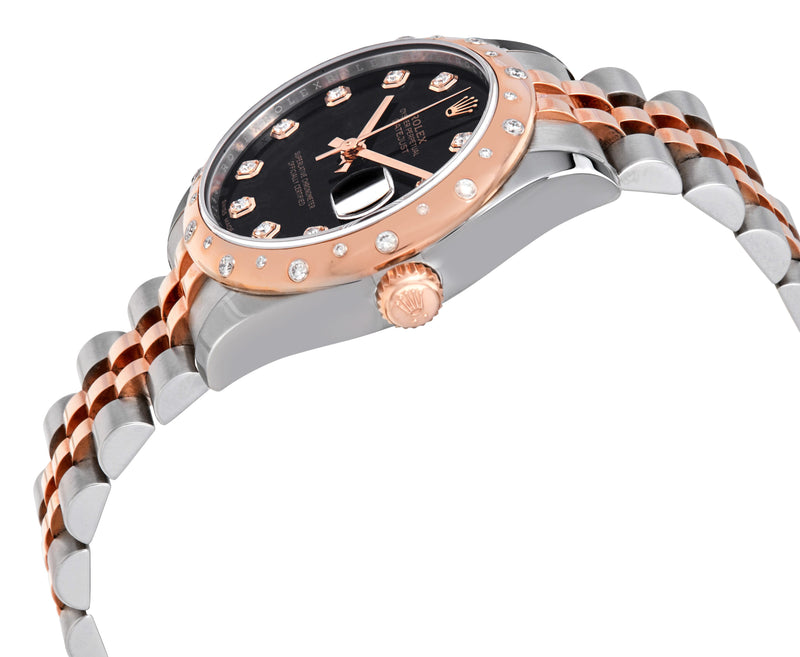 Rolex Datejust 31 Black Diamond Dial Ladies Steel and 18kt Everose Gold Jubilee Watch #178341BKDJ - Watches of America #2