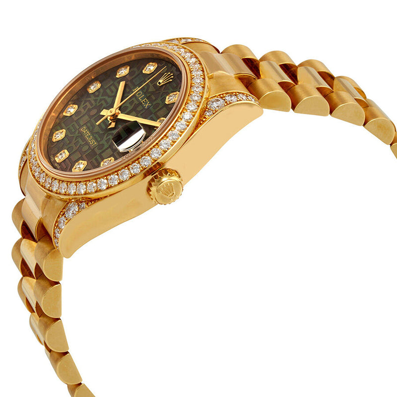 Rolex Datejust 31 Black Mother of Pearl Jubilee Diamond Dial Ladies 18kt Yellow Gold President Watch #178158BKMJDP - Watches of America #2