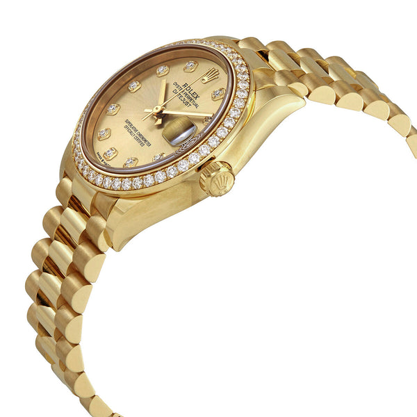 Rolex Datejust 31 Champagne Diamond Dail Ladies 18kt Yellow Gold President Watch #278288CDP - Watches of America #2