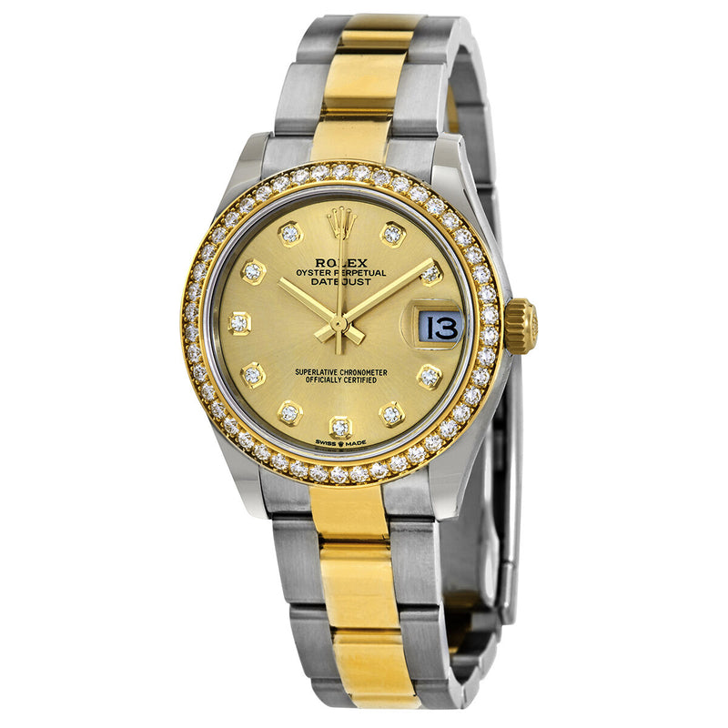 Rolex Datejust 31 Champagne Diamond Dial Ladies Steel and 18kt Yellow Gold Oyster Watch #278383CDO - Watches of America