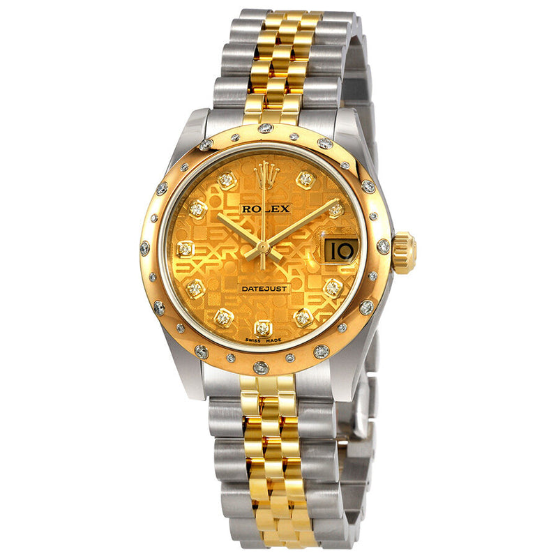 Rolex Datejust 31 Champagne Diamond Steel and 18K Yellow Gold Ladies Watch #178343CJDJ - Watches of America
