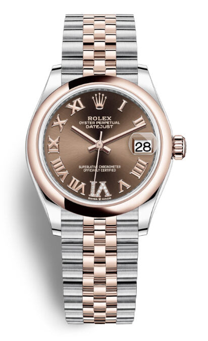 Rolex Datejust 31 Chocolate Dial Automatic Ladies Steel and 18kt Everose Gold Jubilee Watch #278241CHRDJ - Watches of America