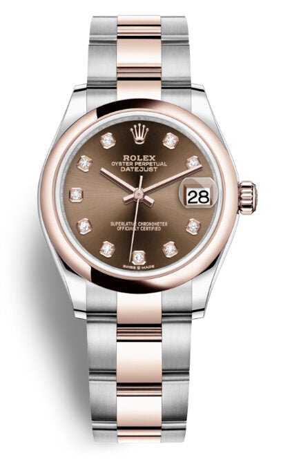 Rolex Datejust 31 Chocolate Dial Automatic Ladies Steel and 18kt Everose Gold Oyster Watch #278241CHDO - Watches of America