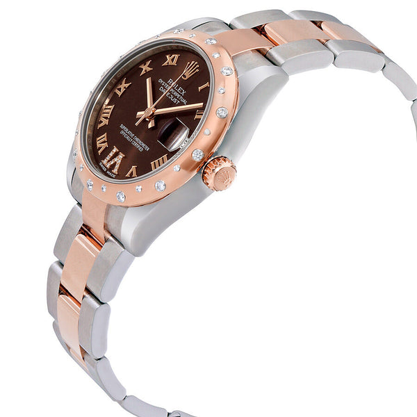 Rolex Datejust 31 Chocolate Dial Steel and 18K Everose Gold Diamond Ladies Watch #178341 - Watches of America #2