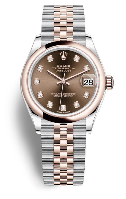 Rolex Datejust 31 Chocolate Diamond Dial Automatic Steel and 18kt Everose Gold Jubilee Watch #278241CHDJ - Watches of America