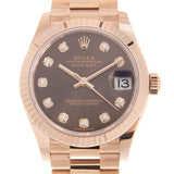 Rolex Datejust 31 Chocolate Diamond Dial Ladies 18kt Everose Gold President Watch #278275CHDP - Watches of America #2