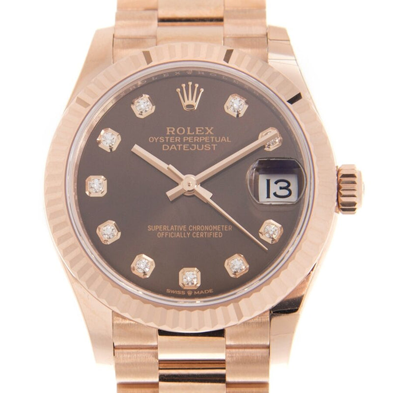 Rolex Datejust 31 Chocolate Diamond Dial Ladies 18kt Everose Gold President Watch #278275CHDP - Watches of America #2