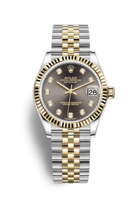 Rolex Datejust 31 Dark Grey Diamond Dial Automatic Ladies Steel and 18kt Yellow Gold Jubilee Watch #278273GYDJ - Watches of America
