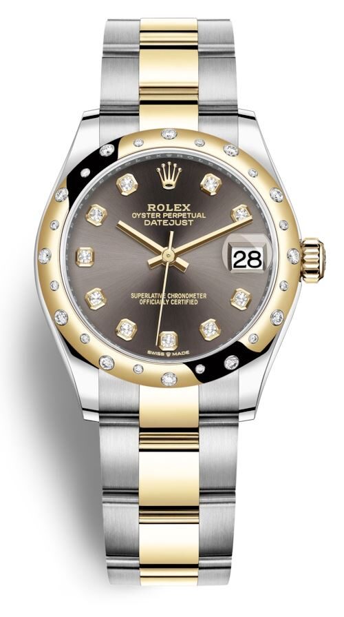 Rolex Datejust 31 Dark Grey Diamond Dial Automatic Ladies Steel and 18kt Yellow Gold Oyster Watch #278343DGYDO - Watches of America
