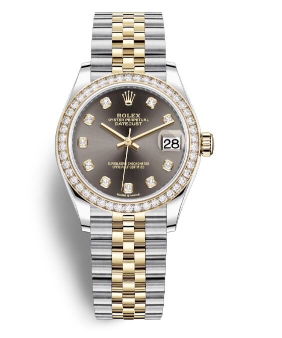 Rolex Datejust 31 Dark Grey Diamond Dial Ladies Steel and 18kt Yellow Gold Jubilee Watch #278383GYDJ - Watches of America