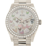 Rolex Datejust 31 Diamond Pave Dial Ladies 18kt White Gold President Watch #278289PAVE - Watches of America