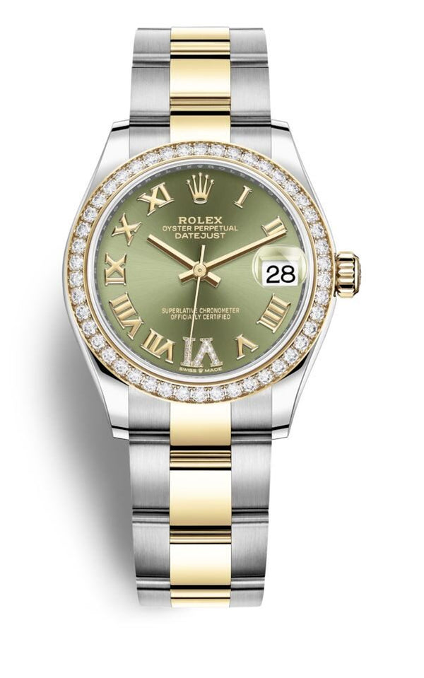 Rolex Datejust 31 Green Diamond Dial Ladies Steel and 18kt Yellow Gold Oyster Watch #278383GNRDO - Watches of America