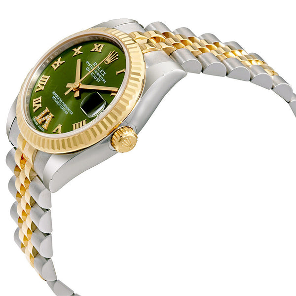 Rolex Datejust 31 Green Roman Numeral Diamond Dial Steel and 18K Yellow Gold Ladies Watch #178273GNRDJ - Watches of America #2