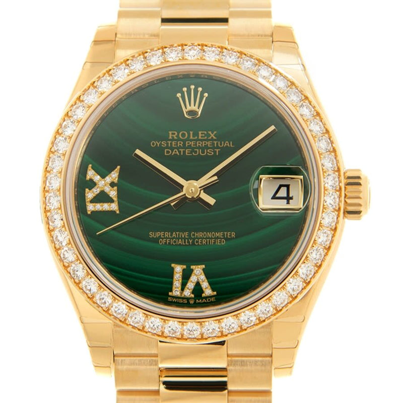 Rolex Datejust 31 Malachite Diamond Dial Ladies 18kt Yellow Gold President Watch #278288MLRDP - Watches of America #2