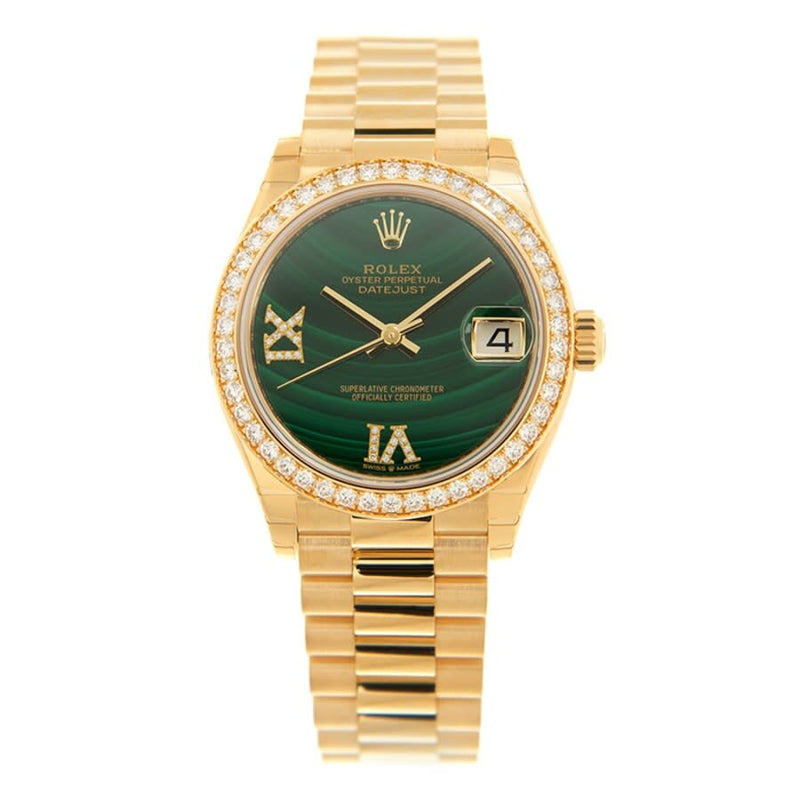 Rolex Datejust 31 Malachite Diamond Dial Ladies 18kt Yellow Gold President Watch #278288MLRDP - Watches of America #3