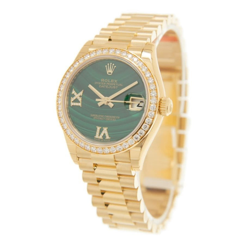 Rolex Datejust 31 Malachite Diamond Dial Ladies 18kt Yellow Gold President Watch #278288MLRDP - Watches of America #4