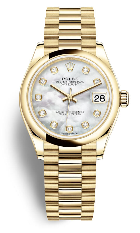 Rolex Datejust 31 Mother of Pearl Diamond Dial Automatic 18kt Yellow Gold Rolex President Watch #278248MDP - Watches of America