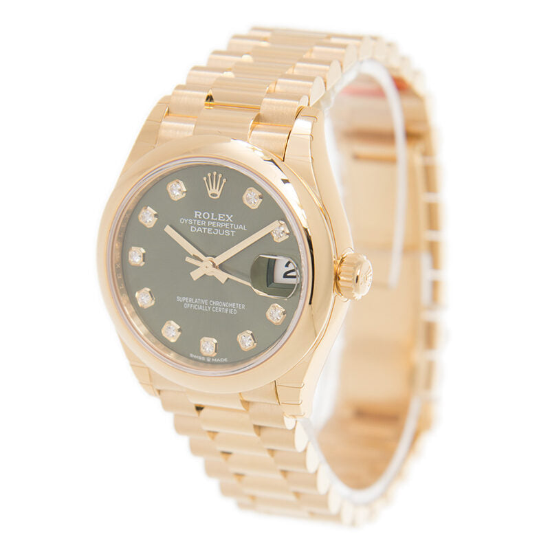Rolex Datejust 31 Olive Green Diamond Dial Automatic Ladies 18kt Yellow Gold President Watch #278248GNDP - Watches of America #3