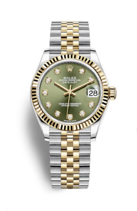 Rolex Datejust 31 Olive Green Diamond Dial Automatic Ladies Steel and 18kt Yellow Gold Jubilee Watch #278273GNDJ - Watches of America