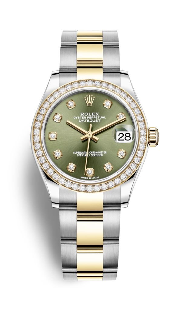 Rolex Datejust 31 Olive Green Diamond Dial Automatic Ladies Steel and 18kt Yellow Gold Oyster Watch #278383GNDO - Watches of America