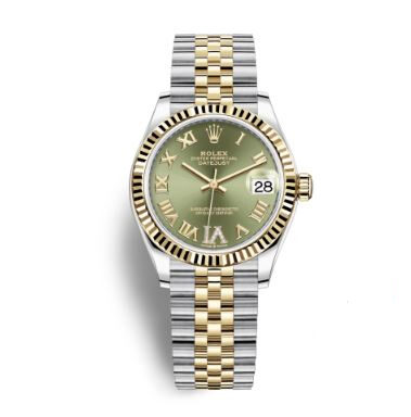Rolex Datejust 31 Olive Green Diamond Dial Ladies Automatic Steel and 18kt Yellow Gold Jubilee Watch 278273GNRDJ#278273-0016 - Watches of America