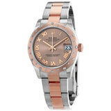Rolex DateJust 31 Rose Dial Automatic Ladies Stainless Steel 18 ct Everose Gold Oyster Watch #278341PRO - Watches of America