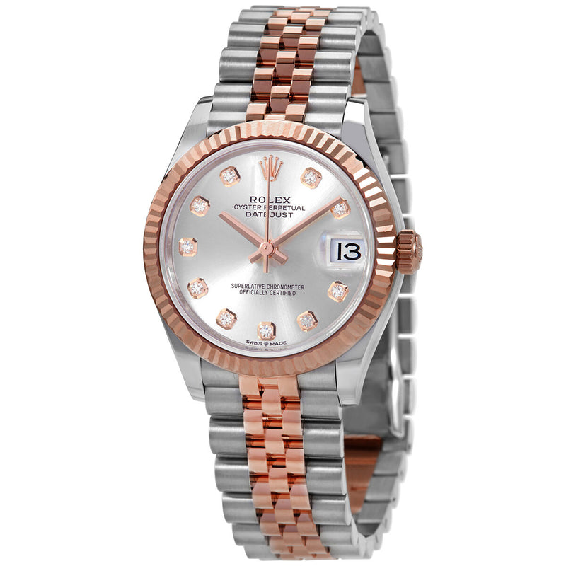 Rolex Datejust 31 Silver Diamond Dial Automatic Ladies Steel and 18kt Everose Gold Jubilee Watch #278271SDJ - Watches of America