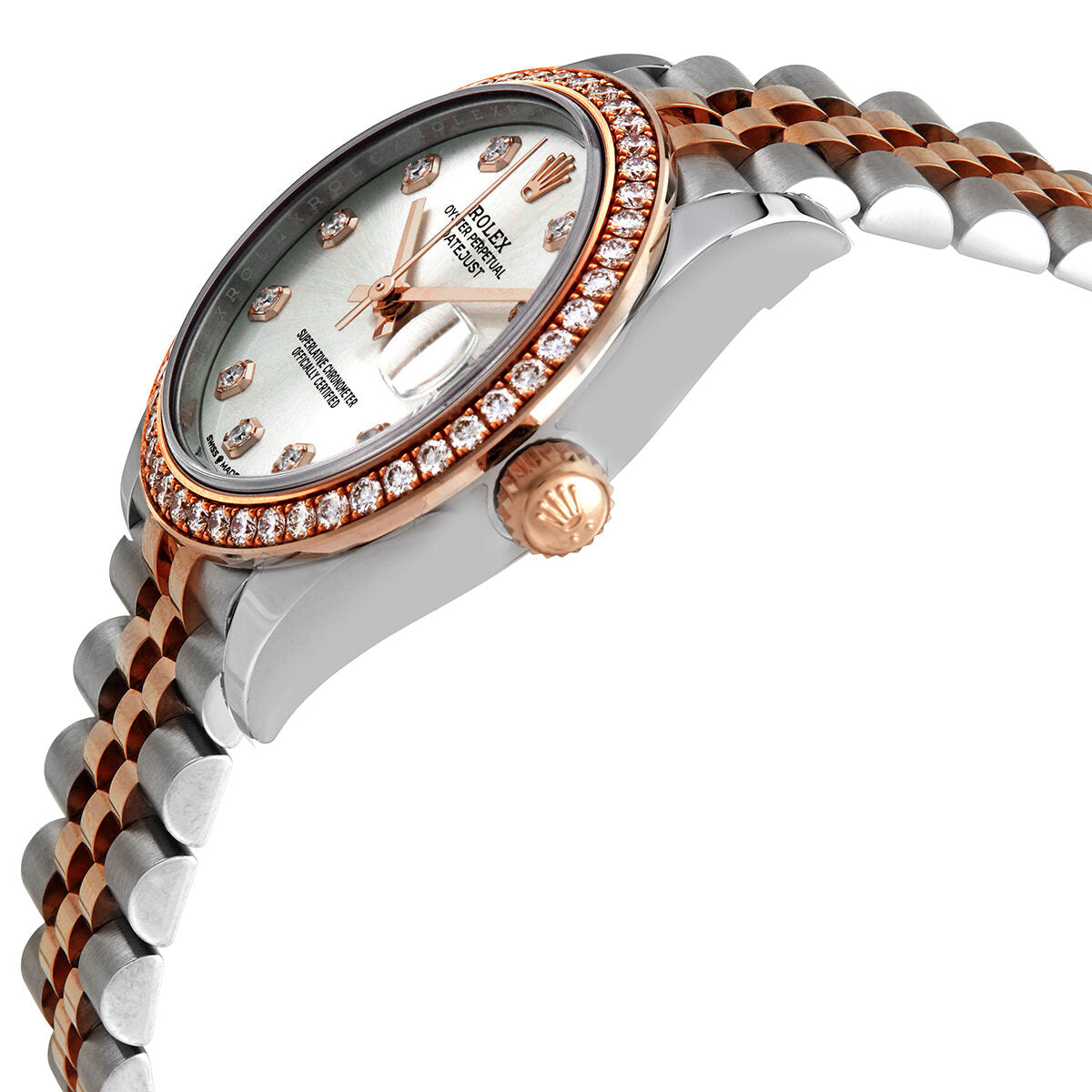 Lady datejust 31 silver diamond dial steel discount and everose gold jubilee watch