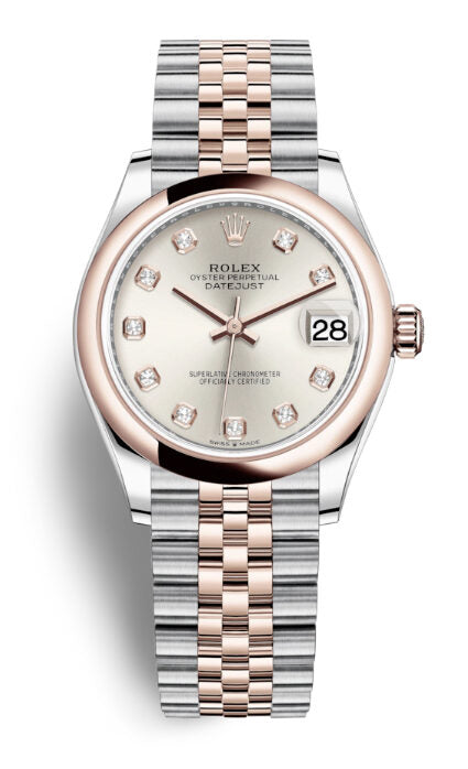 Rolex Datejust 31 Silver Diamond Dial Automatic Steel and 18kt Everose Gold Jubilee Watch #278241SDJ - Watches of America