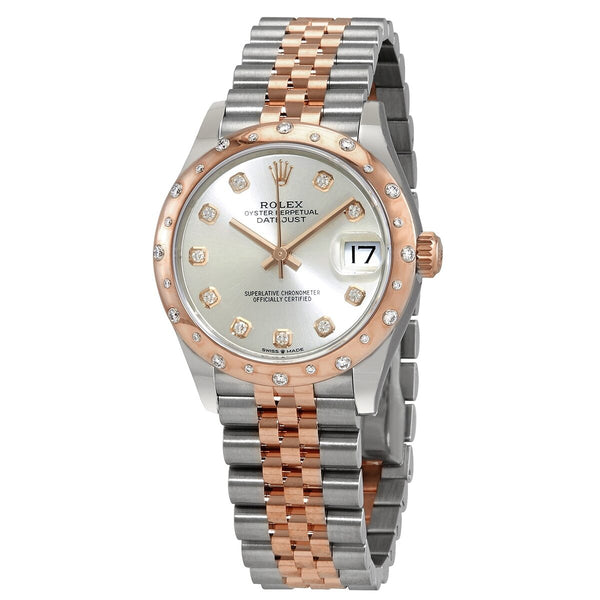 Rolex Datejust 31 Silver Diamond Dial Ladies Steel and 18kt Everose Gold Jubilee Watch #278341SDJ - Watches of America