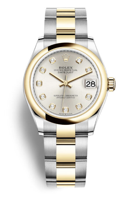 Rolex Datejust 31 Silver Diamond Dial Steel and 18kt Yellow Gold Oyster Watch #278243SDO - Watches of America