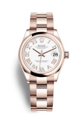 Rolex Datejust 31 White Dial Ladies 18 ct Everose Gold Oyster Watch #278245WRO - Watches of America