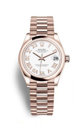 Rolex Datejust 31 White Dial Ladies 18 ct Everose Gold President Watch #278245WRP - Watches of America
