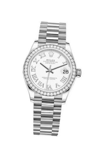 Rolex Datejust 31 White Dial Ladies 18kt White Gold President Watch #278289WRP - Watches of America