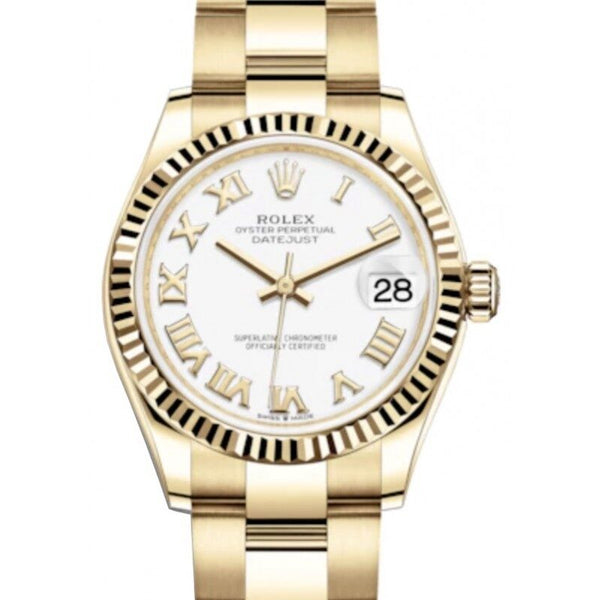 Rolex Datejust 31 White Dial Ladies 18kt Yellow Gold Oyster Watch #278278WRO - Watches of America