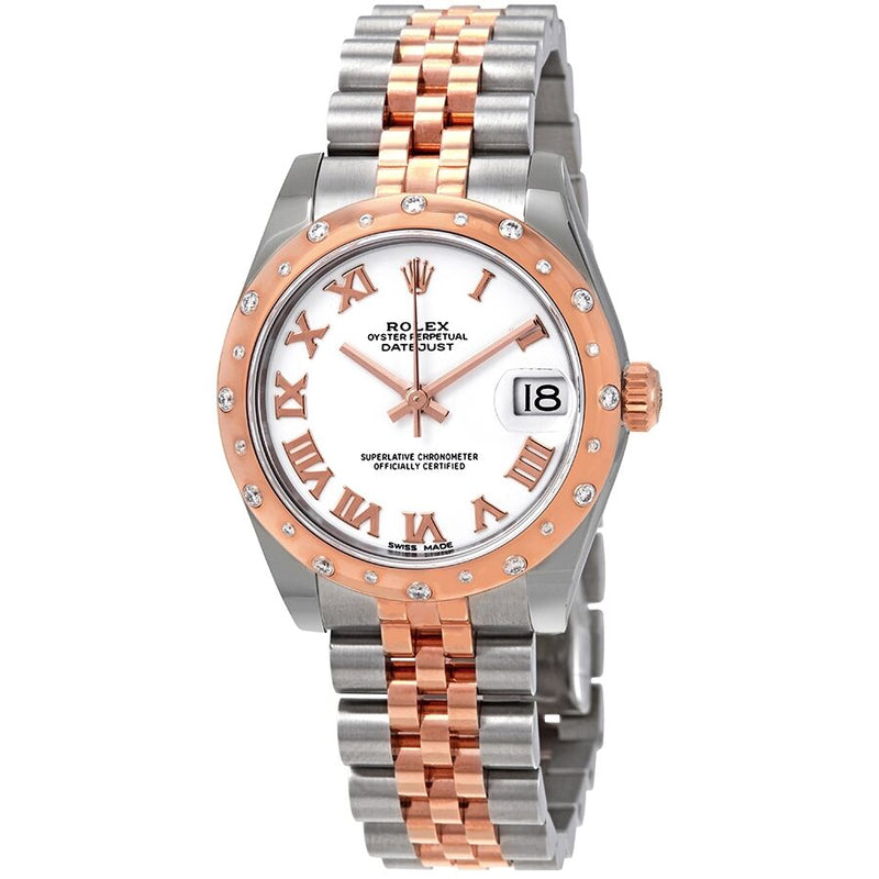 Rolex Datejust 31 White Dial Ladies Steel and 18kt Everose Gold Jubilee Watch #178341WRJ - Watches of America