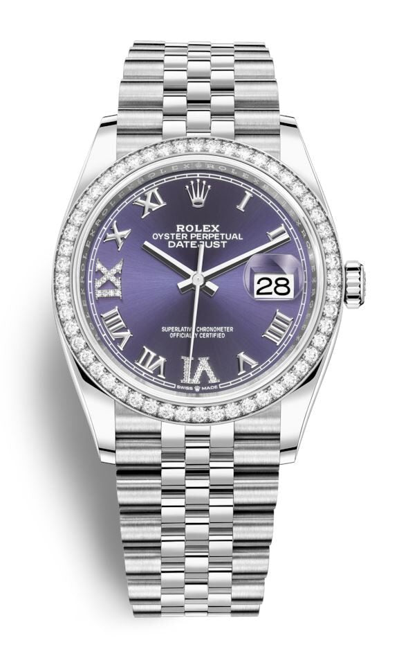 Rolex Datejust 36 Aubergine Diamond Dial Automatic Unisex Jubilee Watch #126284AURDJ - Watches of America