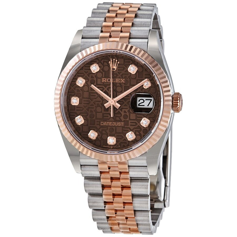 Rolex Datejust 36 Automatic Chocolate Jubilee Diamond Dial Men's Oyster Watch #126231CHJDJ - Watches of America