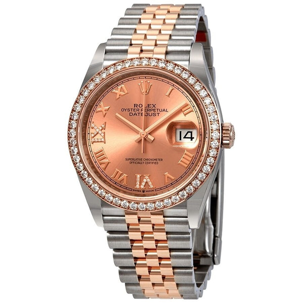 Rolex Datejust 36 Automatic Pink Diamond Dial Ladies Steel and 18K Everose Gold Jubilee Watch #126281PRDJ - Watches of America