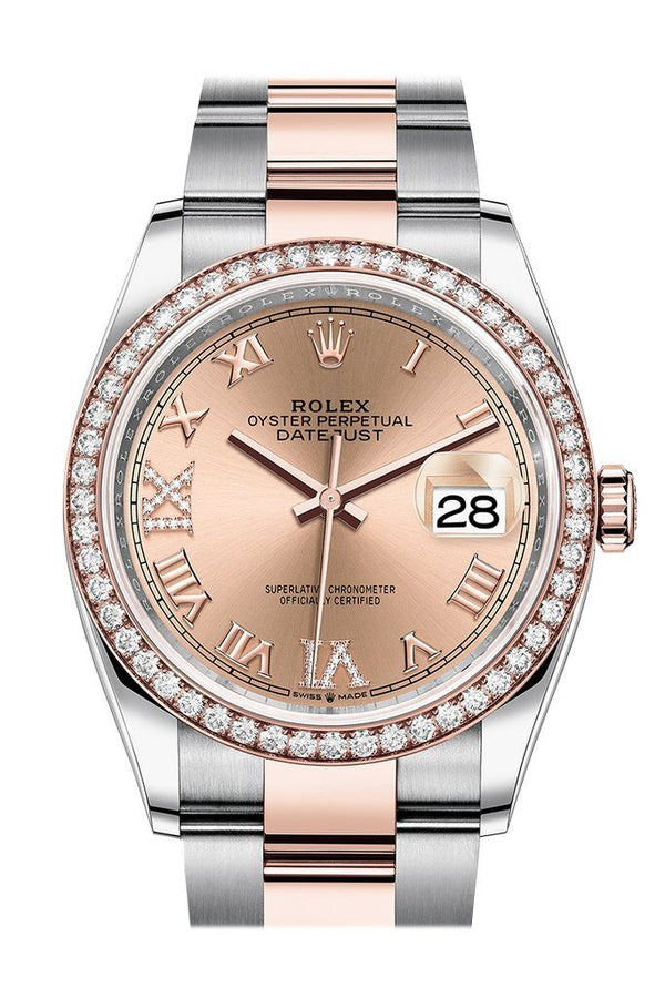 Rolex Datejust 36 Automatic Pink Diamond Dial Ladies Steel and 18K Everose Gold Oyster Watch 126281PRDJ#126281PRDO - Watches of America