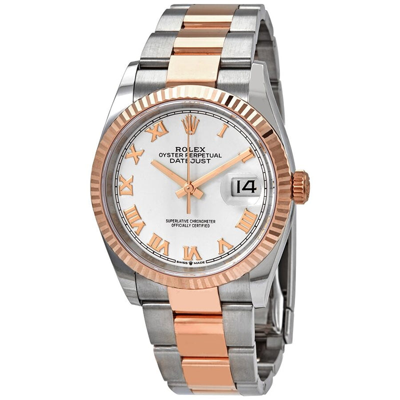Rolex Datejust 36 Automatic White Dial Men's Steel and 18kt Everose Gold Oyster Men's Watch #126231WRO - Watches of America