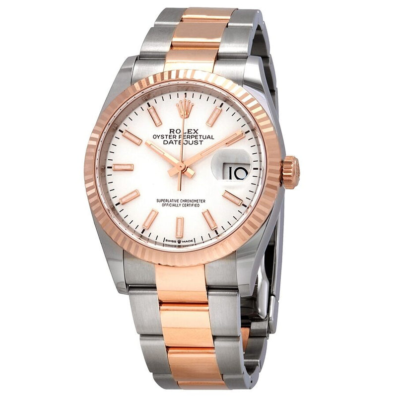 Rolex Datejust 36 Automatic White Dial Men's Steel and 18kt Everose Gold Oyster Watch #126231WSO - Watches of America