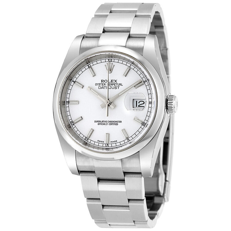Rolex Datejust 36 Automatic White Dial Stainless Steel Oyster Bracelet Men's Watch 116200WSO#116200-WSO - Watches of America