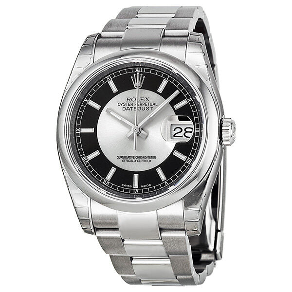 Rolex Datejust 36 Black and Grey Dial Stainless Steel Oyster Bracelet Automatic Men's Watch 116200BKRSO#116200-BKRSO - Watches of America