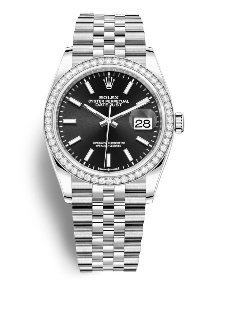 Rolex Datejust 36 Black Dial Automatic Unisex Jubilee Watch #126284BKSJ - Watches of America