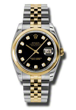 Rolex Datejust 36 Black Dial Stainless Steel and 18K Yellow Gold Jubilee Bracelet Automatic Men's Watch #116203BKDJ - Watches of America