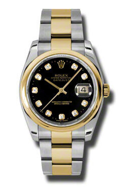 Rolex Datejust 36 Black Dial Stainless Steel and 18K Yellow Gold Oyster Bracelet Automatic Men's Watch #116203BKDO - Watches of America