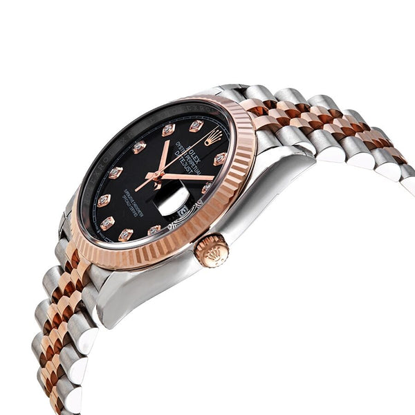 Rolex Datejust 36 Black Diamond Dial Automatic Men's Steel and 18kt Everose Gold Jubilee Watch #126231BKDJ - Watches of America #2